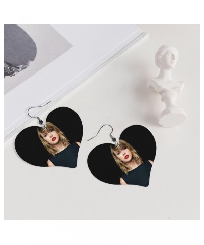 Lightweight Faux Leather Earrings Jewelry, Singer Double-Sided Heart Shaped Earring With 925 Silver Hook Singer 12 $8.69 Earr...