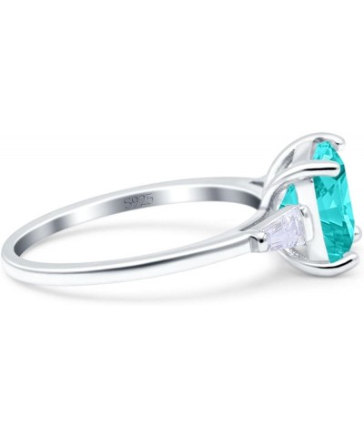 Cushion Cut Art Deco Wedding Bridal Ring Baguette Simulated Cubic Zirconia 925 Sterling Silver Simulated Paraiba Tourmaline C...