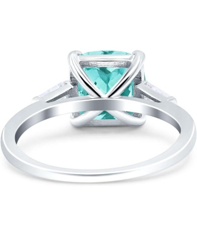 Cushion Cut Art Deco Wedding Bridal Ring Baguette Simulated Cubic Zirconia 925 Sterling Silver Simulated Paraiba Tourmaline C...