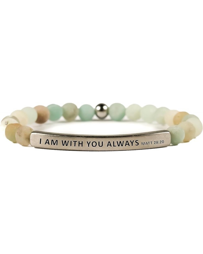 Faith Collection Unisex Stretchable Bracelets (I AM WITH YOU ALWAYS MATT 28:20) Turquoise Amazonite Small (6-7 inches) $45.02...