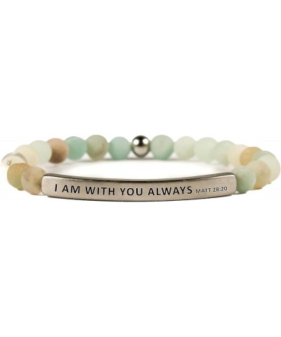 Faith Collection Unisex Stretchable Bracelets (I AM WITH YOU ALWAYS MATT 28:20) Turquoise Amazonite Small (6-7 inches) $45.02...