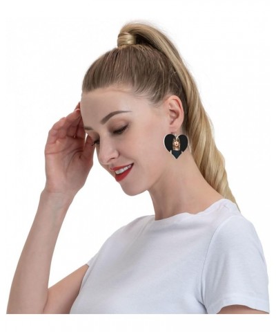 Lightweight Faux Leather Earrings Jewelry, Singer Double-Sided Heart Shaped Earring With 925 Silver Hook Singer 12 $8.69 Earr...