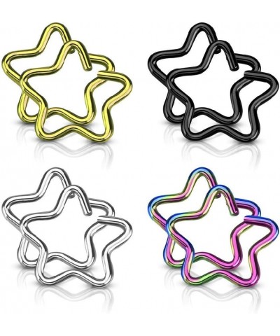 Set of Eight (8) 16G Stainless Steel Assorted Colors Bendable Star Cartilage Helix Tragus Daith Rings $11.18 Body Jewelry