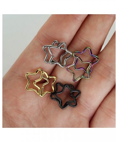 Set of Eight (8) 16G Stainless Steel Assorted Colors Bendable Star Cartilage Helix Tragus Daith Rings $11.18 Body Jewelry