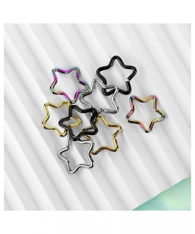 Set of Eight (8) 16G Stainless Steel Assorted Colors Bendable Star Cartilage Helix Tragus Daith Rings $11.18 Body Jewelry