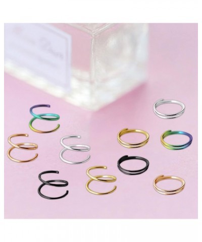 18G 20G Nose Rings Hoops Surgical Steel Double Spiral Nose Ring Left or Right Single Pierced Nose Piercing for Women Men 1 pa...