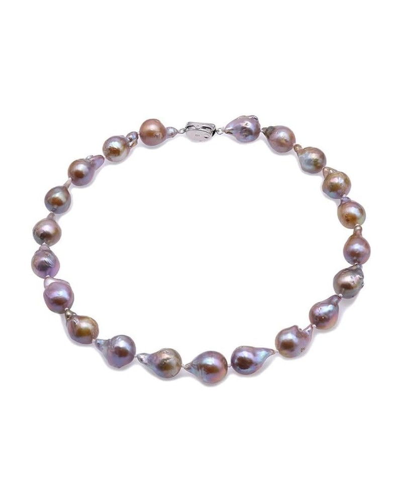 Necklace AA+ Quality 13-20mm Natural Lavender Baroque Freshwater Cultured Pearl Necklace for Women 17inches $62.50 Necklaces