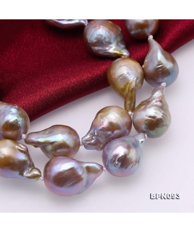 Necklace AA+ Quality 13-20mm Natural Lavender Baroque Freshwater Cultured Pearl Necklace for Women 17inches $62.50 Necklaces