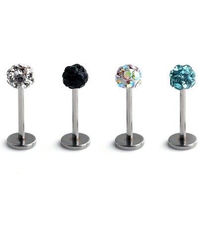 20G CZ Crystal Ball Tiny Labret Monroe Lip Ring Tragus Helix Earring Stud Piercing Jewelry 8mm 10mm 4PCS - 8mm Mix Color $8.3...