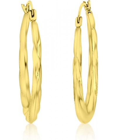 14K Yellow Gold 2x26mm Round Diamond Cut Textured Designed Lightweight Hoop Earrings Swirl Diamond Cut Design $41.25 Earrings