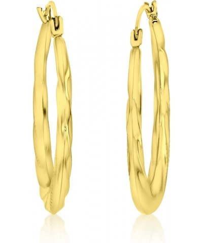 14K Yellow Gold 2x26mm Round Diamond Cut Textured Designed Lightweight Hoop Earrings Swirl Diamond Cut Design $41.25 Earrings