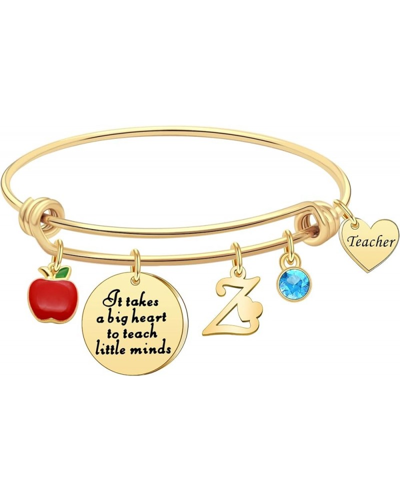 18K Gold Plated Initial Letter Bracelet for Teachers,Appreciation Bangle Gifts for Teachers On Teachers Day Thank You Teacher...