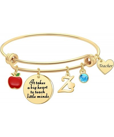 18K Gold Plated Initial Letter Bracelet for Teachers,Appreciation Bangle Gifts for Teachers On Teachers Day Thank You Teacher...