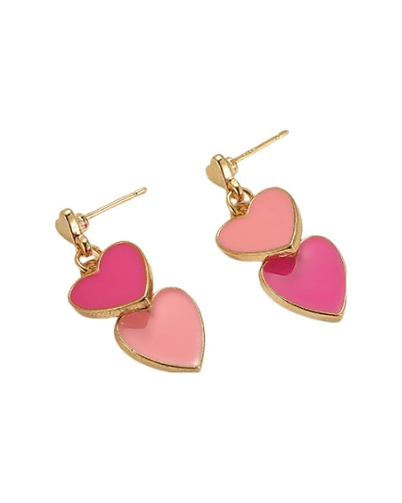 Dainty Heart Earrings for Women Multicolor Enamel Double Heart Earrings Crystal Heart Lovely Earrings Valentines Day Earrings...