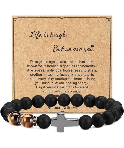 Get Well Soon Gifts for Women,Natural Stone Healing Bracelet, Inspirational Gifts for Women Teen Girls Agate stone(Black) $9....