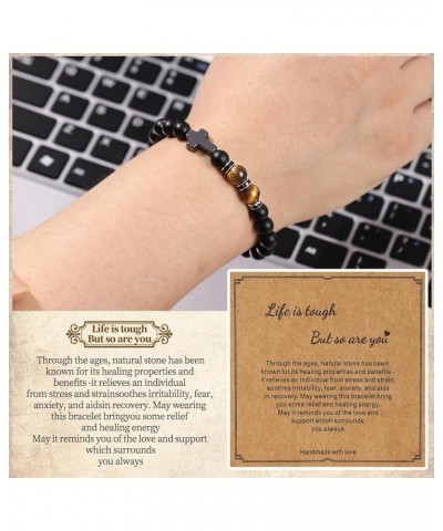 Get Well Soon Gifts for Women,Natural Stone Healing Bracelet, Inspirational Gifts for Women Teen Girls Agate stone(Black) $9....