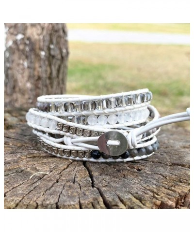 Boho Handmade Wrap Leather Tube Crystal Stone Bracelet for Women Druzy-5w $11.83 Bracelets