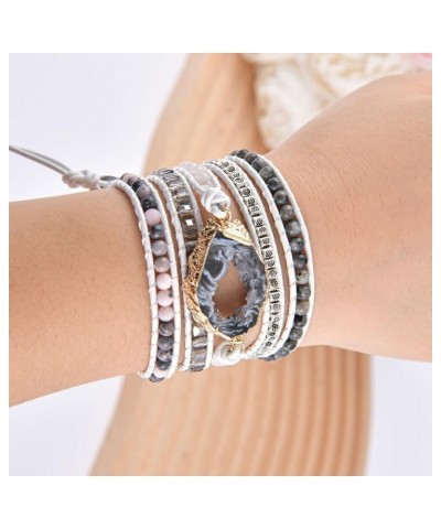 Boho Handmade Wrap Leather Tube Crystal Stone Bracelet for Women Druzy-5w $11.83 Bracelets