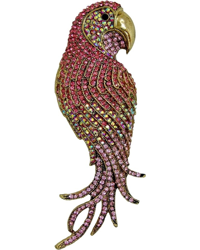 TTjewelry 4.45" Vintage Elegant Parrot Rhinestone Crystal Brooch Pin Bird Pendant Pink $14.03 Brooches & Pins