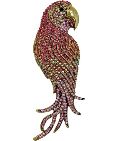 TTjewelry 4.45" Vintage Elegant Parrot Rhinestone Crystal Brooch Pin Bird Pendant Pink $14.03 Brooches & Pins