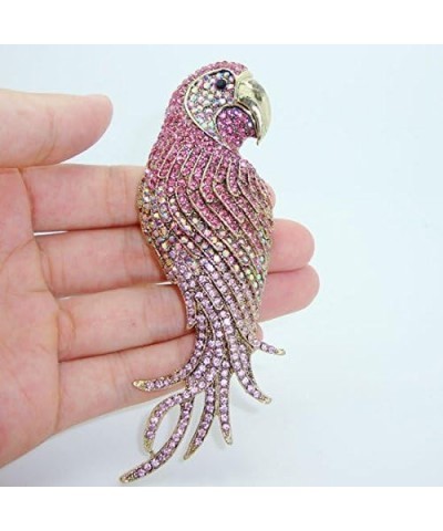 TTjewelry 4.45" Vintage Elegant Parrot Rhinestone Crystal Brooch Pin Bird Pendant Pink $14.03 Brooches & Pins