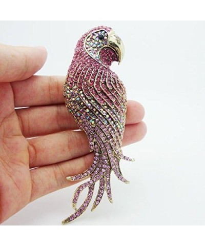 TTjewelry 4.45" Vintage Elegant Parrot Rhinestone Crystal Brooch Pin Bird Pendant Pink $14.03 Brooches & Pins