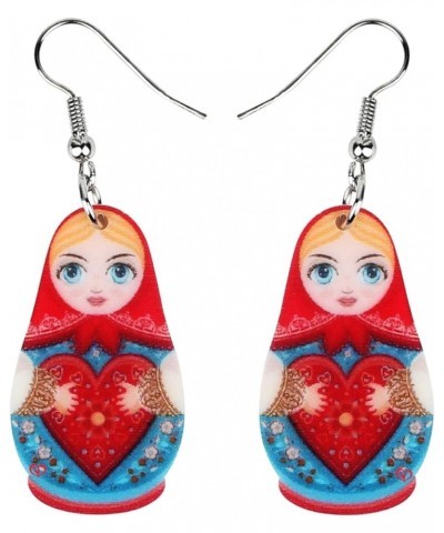 Acrylic Russian Matryoshka Doll Earrings Dangle Drop Charm Jewelry For Women Girls Novelty Gifts Red $7.01 Earrings