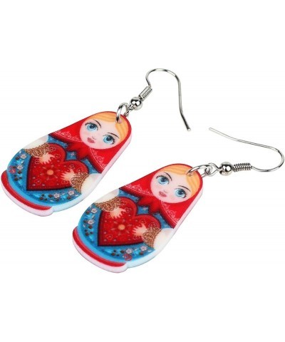 Acrylic Russian Matryoshka Doll Earrings Dangle Drop Charm Jewelry For Women Girls Novelty Gifts Red $7.01 Earrings