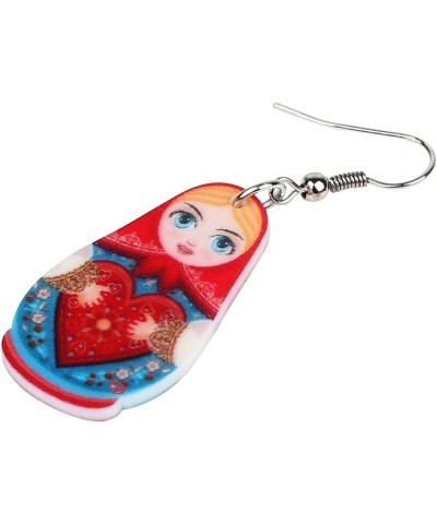 Acrylic Russian Matryoshka Doll Earrings Dangle Drop Charm Jewelry For Women Girls Novelty Gifts Red $7.01 Earrings