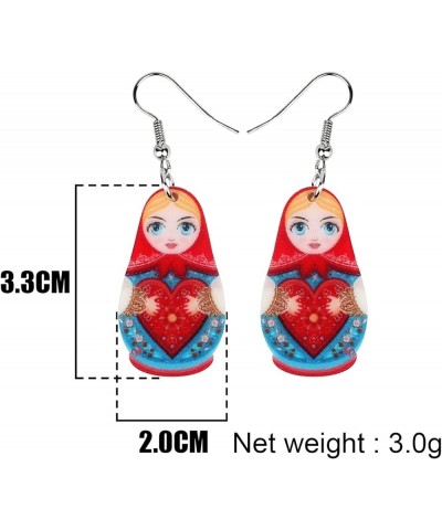 Acrylic Russian Matryoshka Doll Earrings Dangle Drop Charm Jewelry For Women Girls Novelty Gifts Red $7.01 Earrings