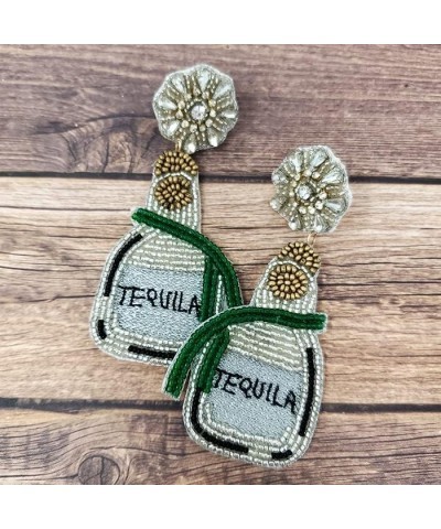 Beaded Tequila Bottle Post Earrings Handmade Tequila Earrings $9.90 Earrings