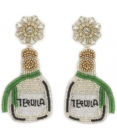 Beaded Tequila Bottle Post Earrings Handmade Tequila Earrings $9.90 Earrings