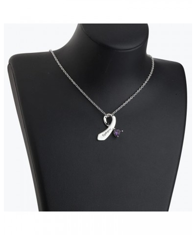 Epilepsy Disease Purple Ribbon Pendant Necklace Epilepsy Awareness Gift Purple Awareness Epilepsy Survivor Jewelry Epilepsy h...