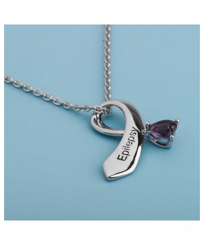 Epilepsy Disease Purple Ribbon Pendant Necklace Epilepsy Awareness Gift Purple Awareness Epilepsy Survivor Jewelry Epilepsy h...