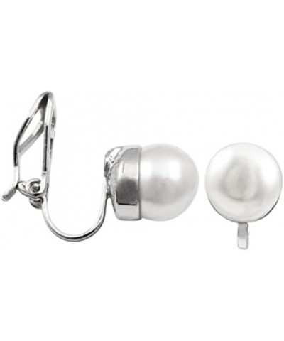 Rhodium or Gold Finish Faux Pearls Clip-On Stud Earrings 8mm Gold Finish White Pearl $10.58 Earrings