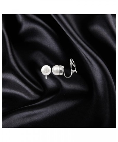 Rhodium or Gold Finish Faux Pearls Clip-On Stud Earrings 8mm Gold Finish White Pearl $10.58 Earrings