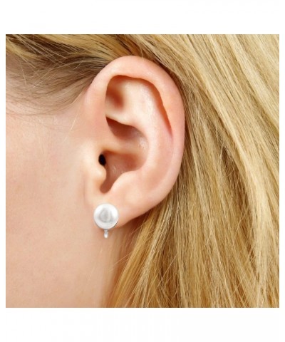 Rhodium or Gold Finish Faux Pearls Clip-On Stud Earrings 8mm Gold Finish White Pearl $10.58 Earrings