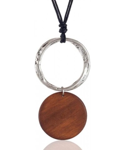 Womens Pendant Necklace Wood Handmade Jewelry Long Rope Sweater Necklace for Woman 32-G60T-PPLI $7.41 Necklaces