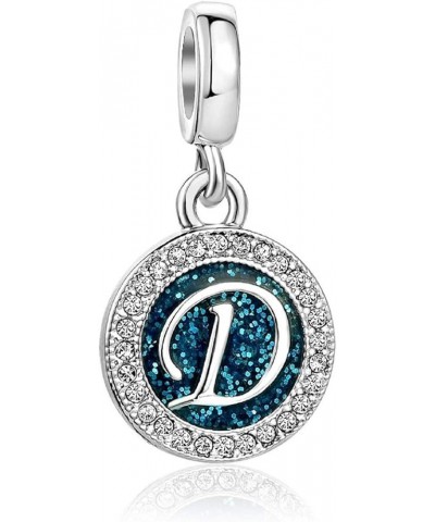 Letter Initial Blue Charms for Bracelets Alphabet Love Birthday Bead Charm for Women Girls Dangle Pendant Necklace D $7.94 Br...