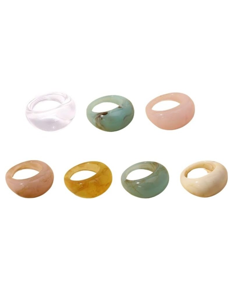 Resin Colorful Wide Thick Dome Knuckle Finger Stackable Joint Ring Retro Acrylic Transparent Vintage Jewelry Party Elegant Ha...