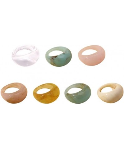 Resin Colorful Wide Thick Dome Knuckle Finger Stackable Joint Ring Retro Acrylic Transparent Vintage Jewelry Party Elegant Ha...