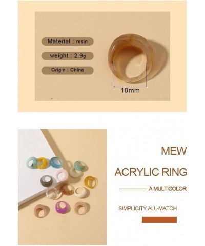 Resin Colorful Wide Thick Dome Knuckle Finger Stackable Joint Ring Retro Acrylic Transparent Vintage Jewelry Party Elegant Ha...