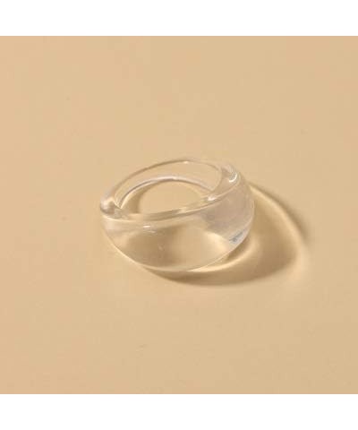 Resin Colorful Wide Thick Dome Knuckle Finger Stackable Joint Ring Retro Acrylic Transparent Vintage Jewelry Party Elegant Ha...