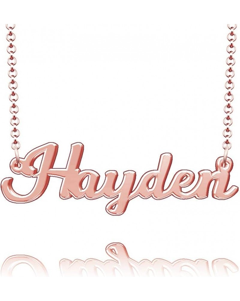 Hayden Name Necklace Sterling Silver Plated Custom Made of Last Name Personalized Gift for Family Font9-Rose Gold $14.71 Neck...