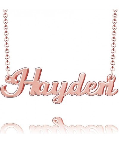 Hayden Name Necklace Sterling Silver Plated Custom Made of Last Name Personalized Gift for Family Font9-Rose Gold $14.71 Neck...