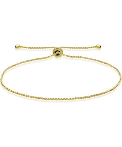 Sterling Silver 2mm Sparkle Rock Chain Adjustable Bracelet for Women Girls Yellow Gold $14.74 Bracelets