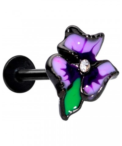 16G Womens Black PVD Steel Clear Accent Iris Flower Cartilage Earring Helix Tragus Jewelry 1/4 $10.79 Body Jewelry