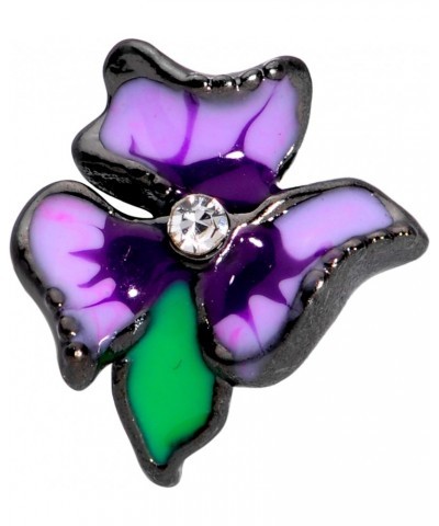 16G Womens Black PVD Steel Clear Accent Iris Flower Cartilage Earring Helix Tragus Jewelry 1/4 $10.79 Body Jewelry