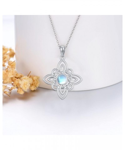 925 Sterling Silver Witches Knot/Celtic Knot/Scottish Thistle/Compass/4-Leaf Clover Necklace Celtic Jewelry Gifts for Women a...