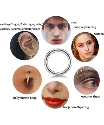 16G 18G 20G Stainless Steel Hinged Clicker Segment Septum Nose Lip Ring Hoop Cartilage Tragus Sleeper Earrings Body Piercing ...